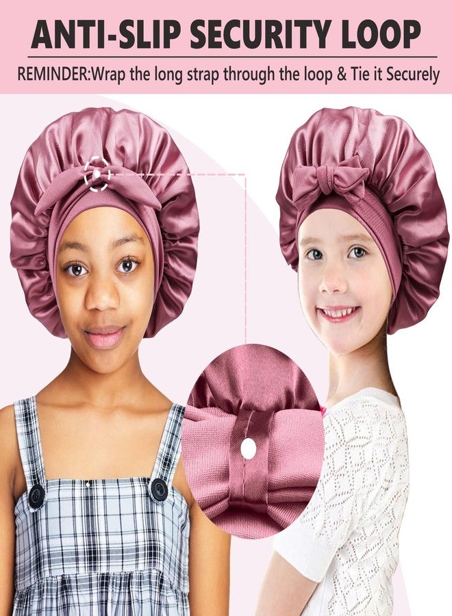 Himoswis Kids Bonnets for Girls, Silk Bonnet for Kids,Toddler Bonnet for Sleeping Rose Gold - Image 2